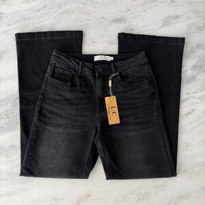 Lizette Collection Black Wide Leg Jeans – Button Flap Pockets | Size M